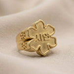Rose of Sharon Mugunghwa Flower Signet Ring-nunchi
