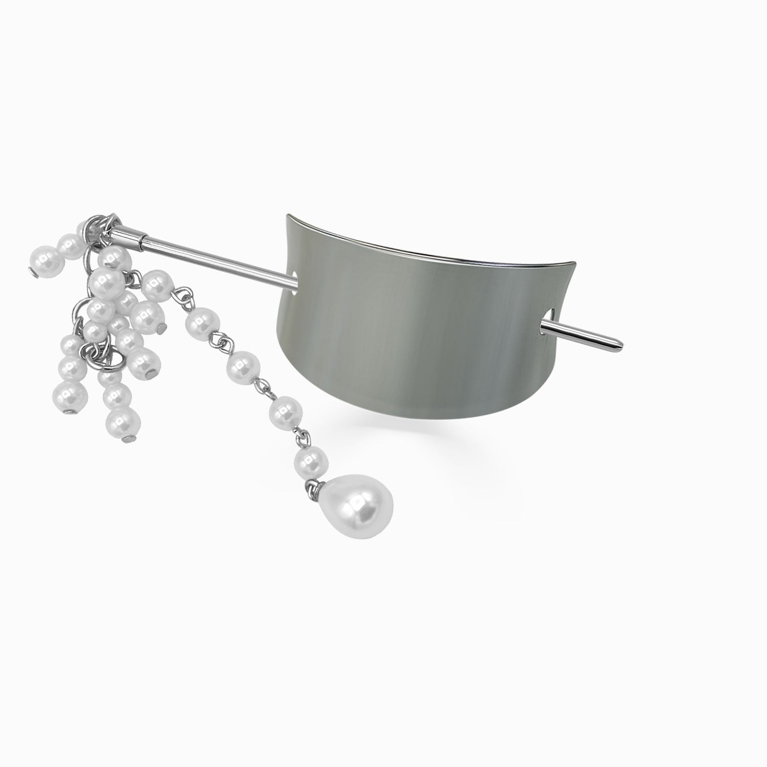Silver Metal Barrette with Chopstick-nunchi
