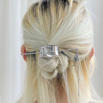 Silver Metal Barrette with Chopstick-nunchi