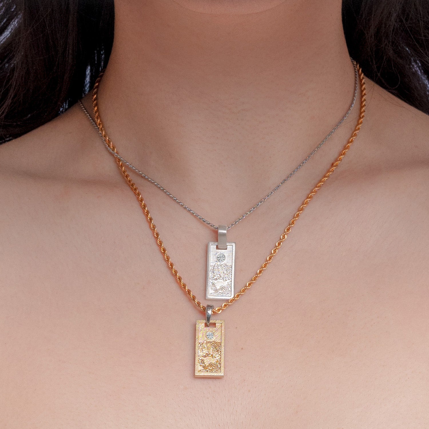 Sun Mountain Pendant Necklace - Brass-nunchi