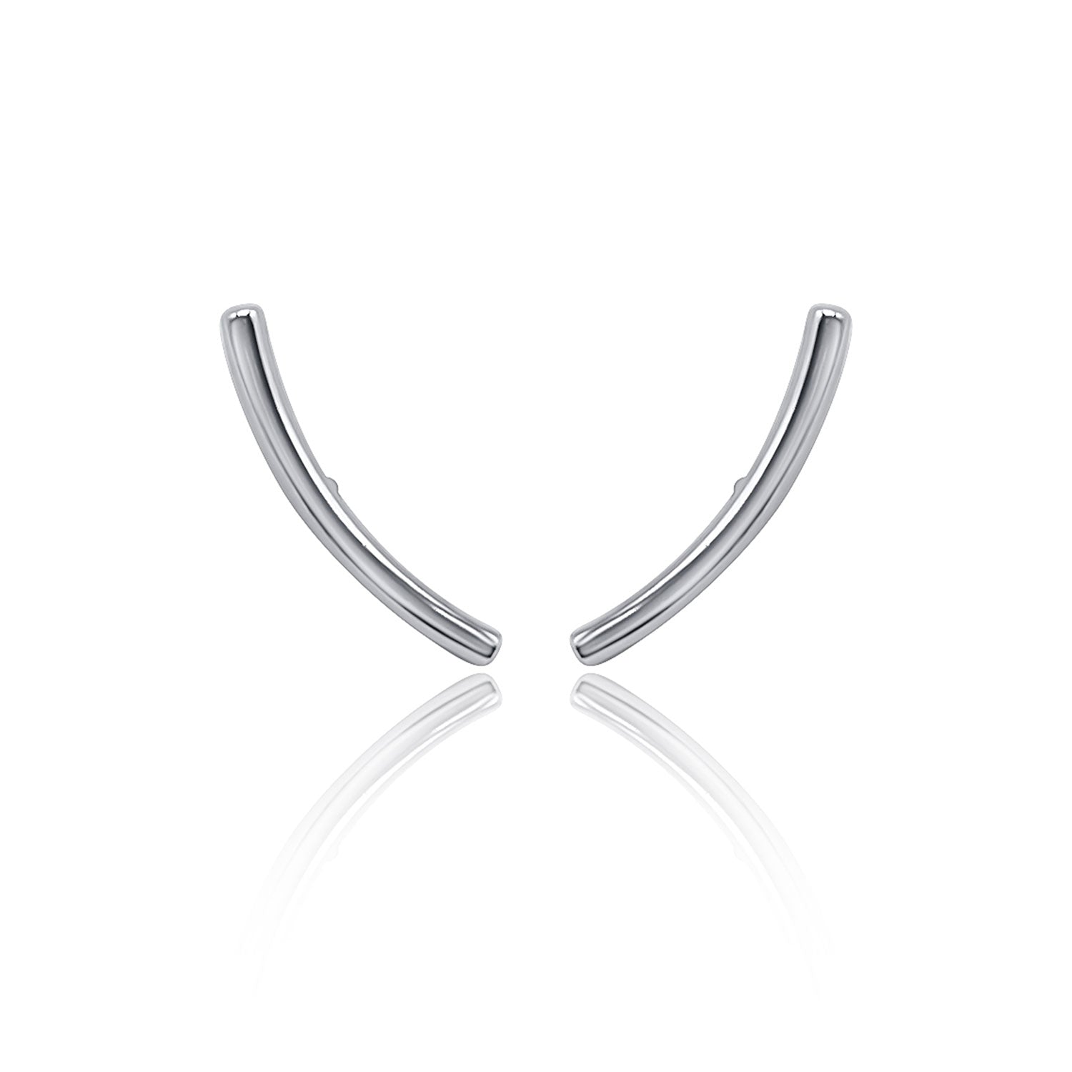 White Gold Wave Line Studs-nunchi