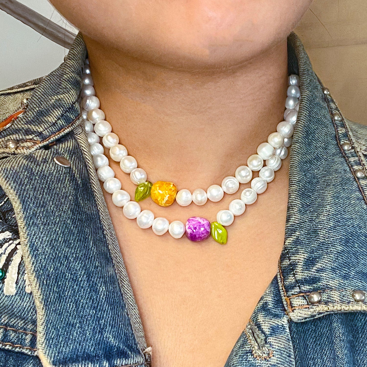 Persimmon Freshwater Pearl Necklace-nunchi