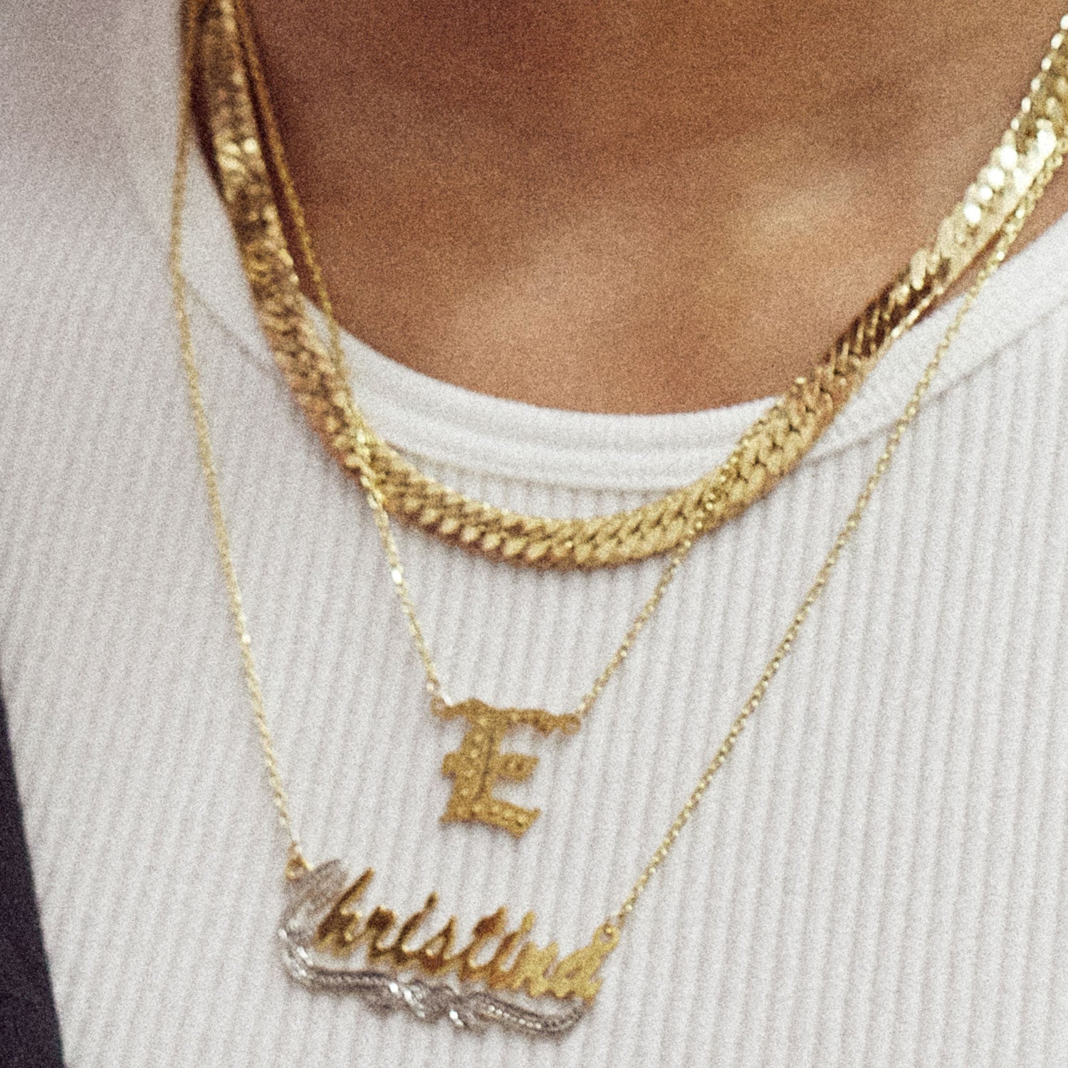 E Gothic Letter Necklace-nunchi