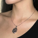 Rose of Sharon Oval Locket Necklace-nunchi