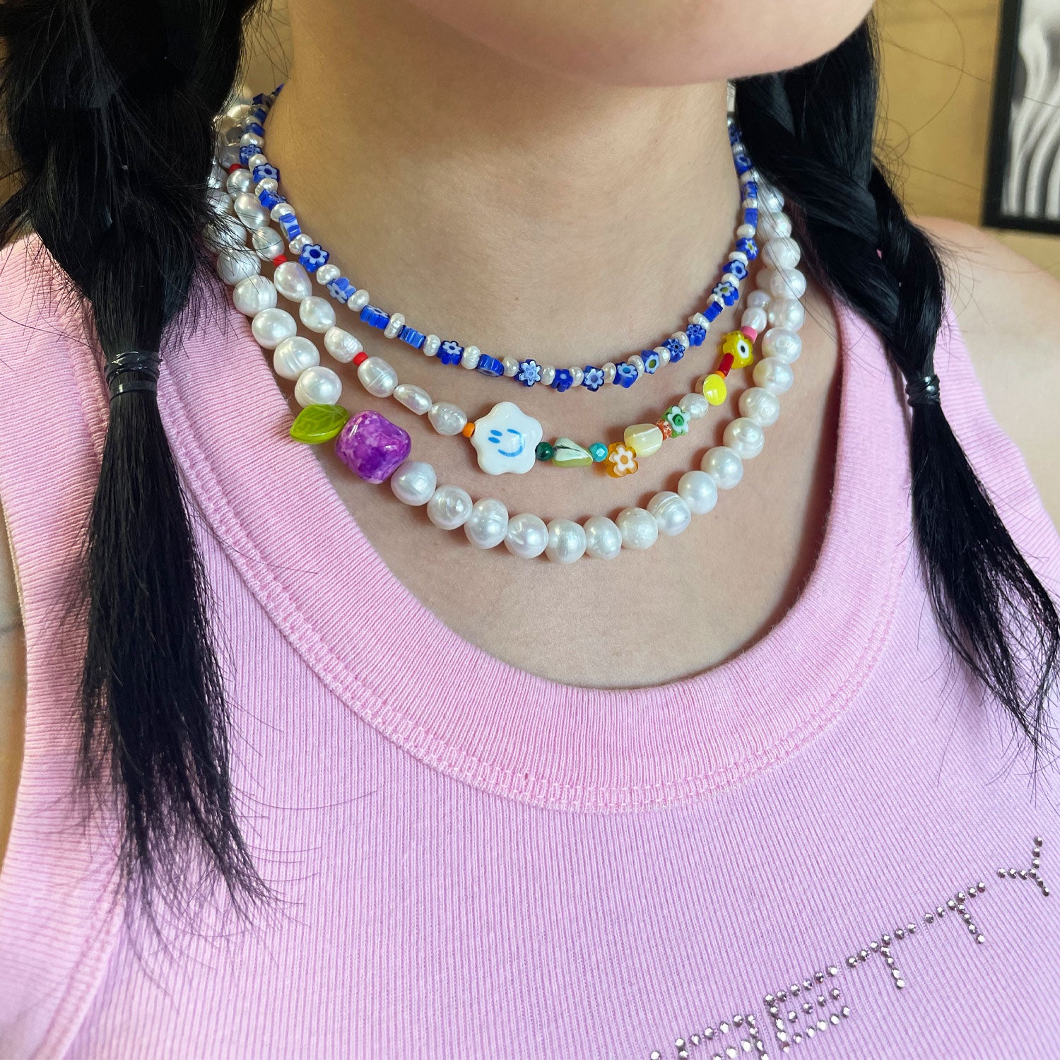 Plum Freshwater Pearl Choker-nunchi
