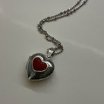 Red Heart Locket Necklace-nunchi