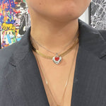 Red Heart Locket Necklace-nunchi