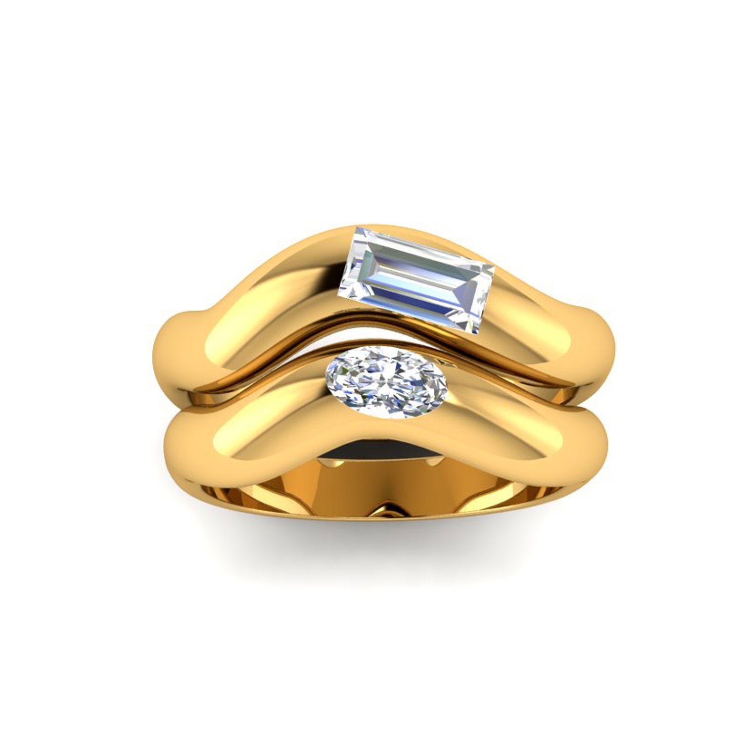 Wavy Oval Cut Friendship Ring-nunchi