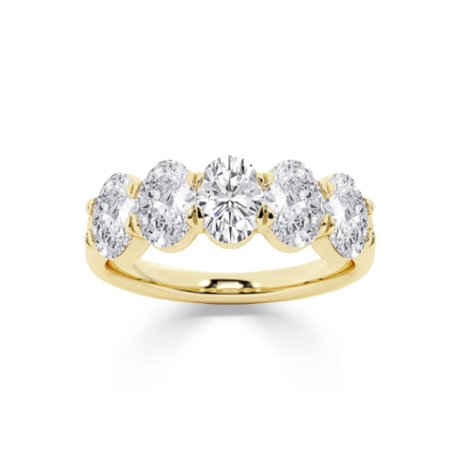 Oval Lab Grown Diamond Five Stone Band-nunchi
