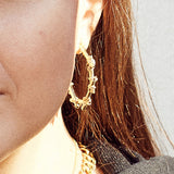 Rose Of Sharon Bamboo Hoops - Solid Gold-nunchi