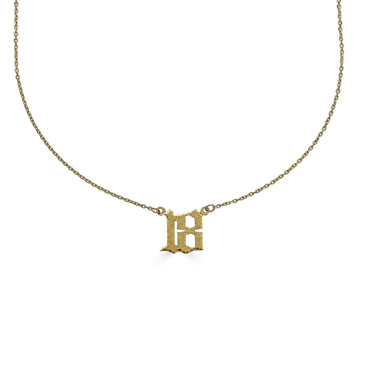 Alexa Leigh 3MM Ball Gothic Initial Chain Necklace - Gold | Garmentory