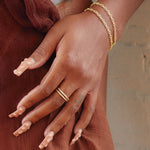 Halo Hammered Double Band Gold Ring-nunchi