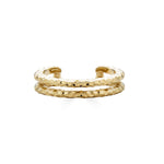 Halo Hammered Double Band Gold Ring-nunchi