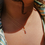 Pear Drop Gemstone and Diamond Necklace-nunchi
