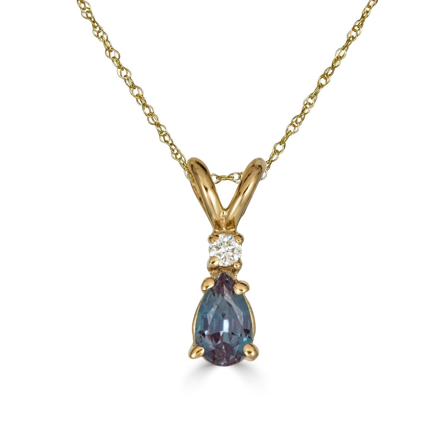 Pear Drop Gemstone and Diamond Necklace-nunchi