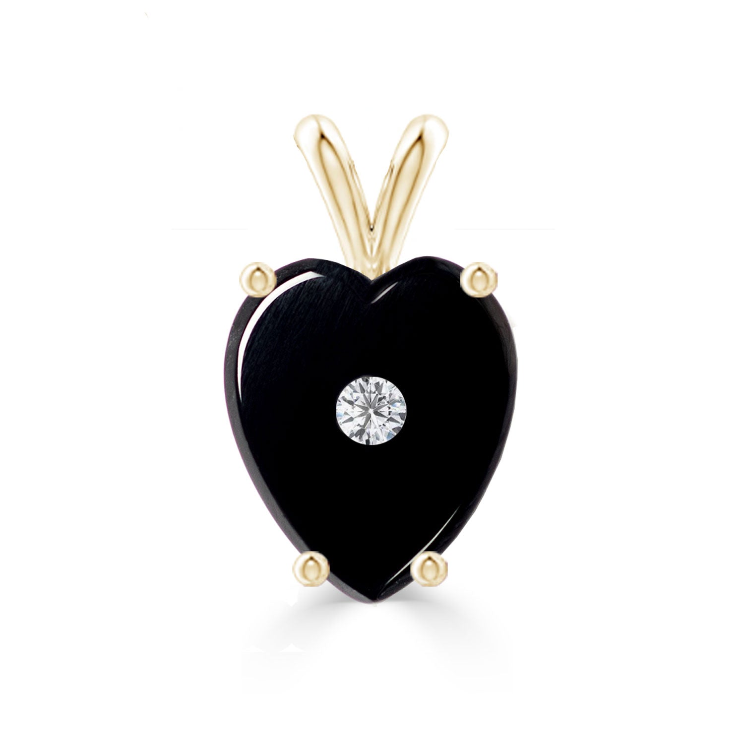 Black Onyx and Diamond Heart Pendant-nunchi