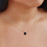 Black Onyx and Diamond Heart Necklace-nunchi