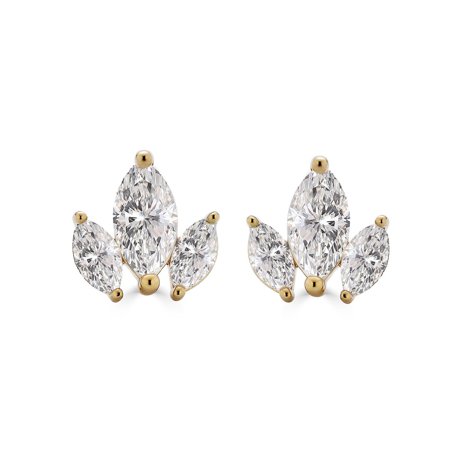 Trio Marquise White Sapphire Stud Earrings-nunchi