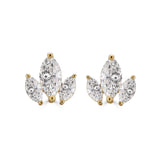 Trio Marquise White Sapphire Stud Earrings-nunchi